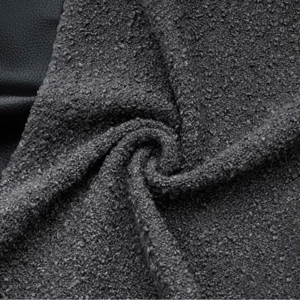 NWT 2-Boucle Pillow Covers 18x18” with Faux Leather, Charcoal Black